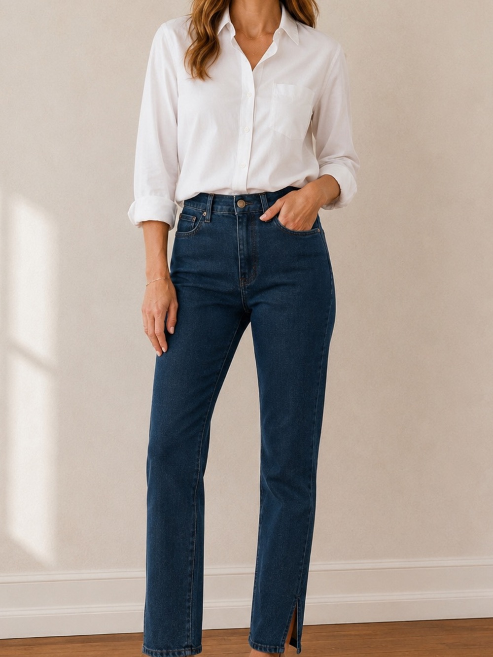 Yoga Split Hem Slim Jeans